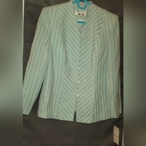 Vintage Dancing Queen Versalle Blue Striped Teal Blazer New With Tags Sz 42EU,XL